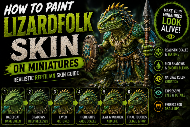 How to Paint Lizardfolk Skin on Miniatures (Realistic Reptilian Skin & Scales Guide)