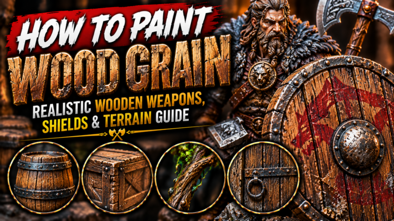 How to Paint Wood Grain on Miniatures (Realistic Wooden Weapons, Shields & Terrain Guide)